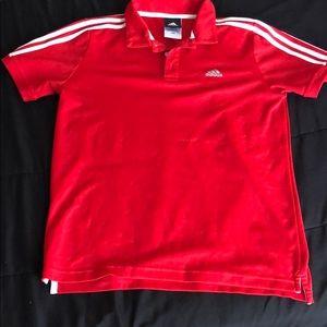 Red collared adidas shirt